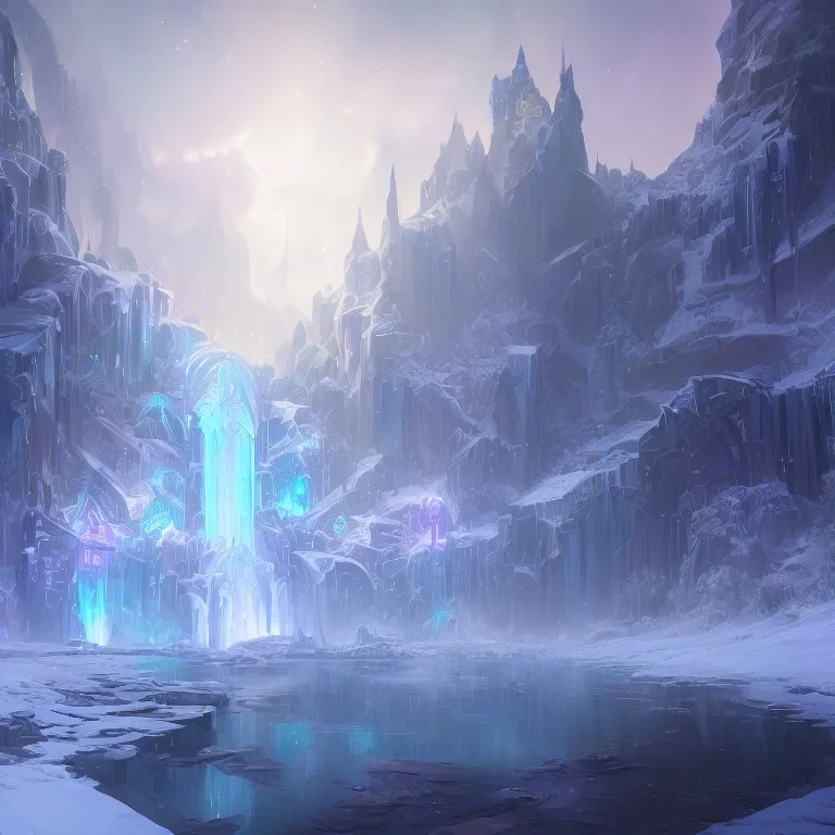 white and gold crystal castle，waterfall, winter snow flakessnow, northern Lights, full of details, smooth, bright sunshine，soft light atmosphere, light effect，vaporwave colorful, concept art, smooth, extremely sharp detail, finely tuned detail, ultra high definition, 8 k, unreal engine 5, ultra sharp focus