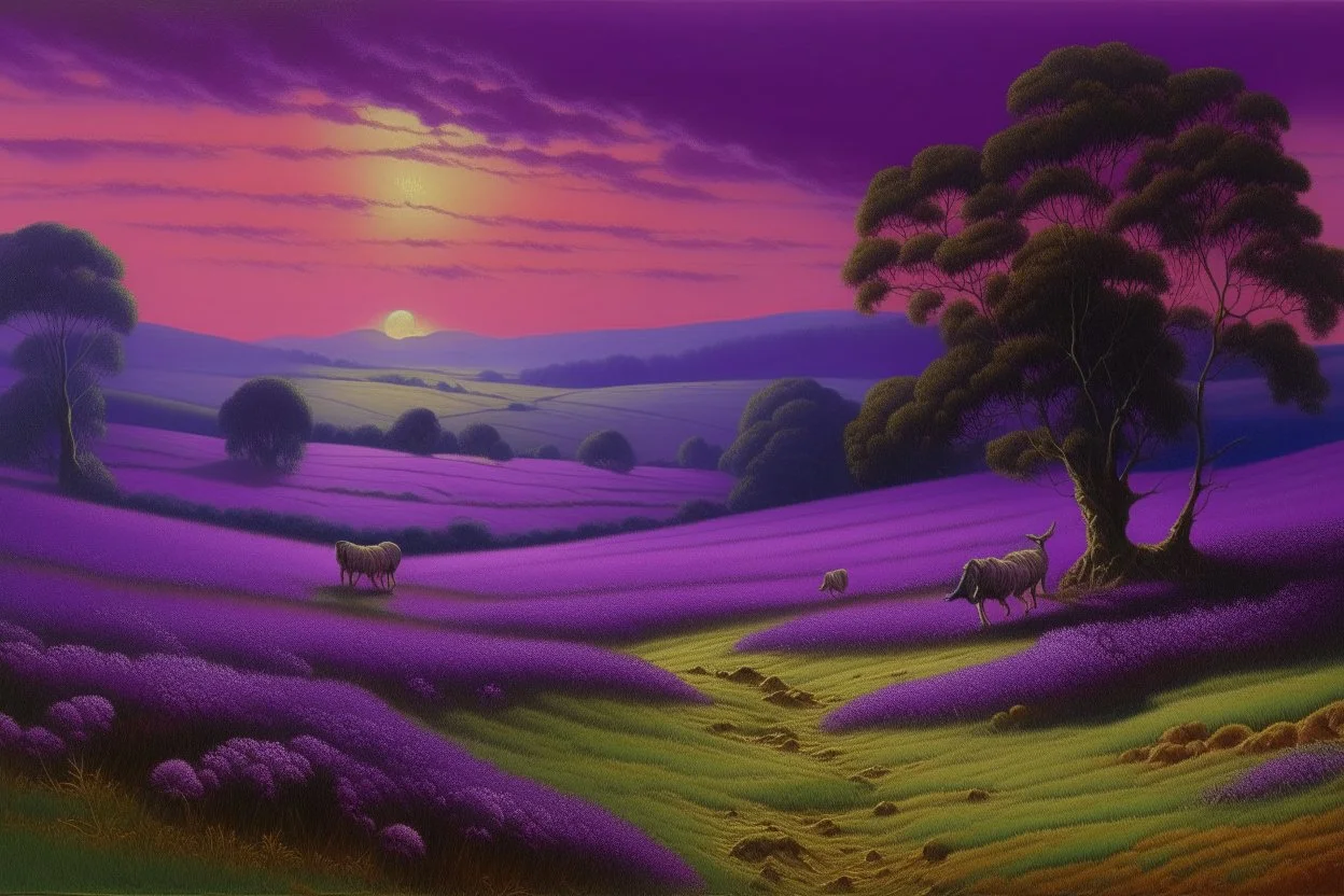 A violet farmland with bio life painted by Francis Danby