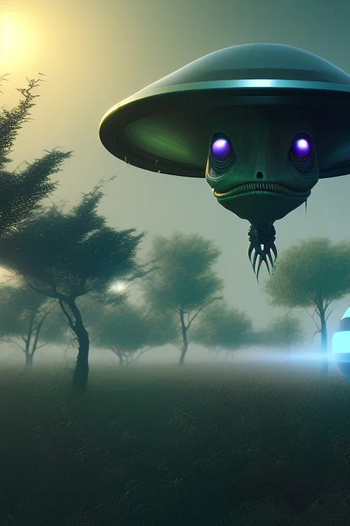 alien invasion clean art NFT, blender 3d