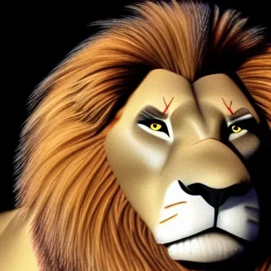 Lion King Animation OC male lion black mane triangular face hooked black nose tip