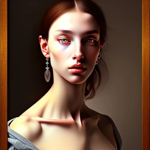 half body Portrait of a beautiful woman Caravaggio style