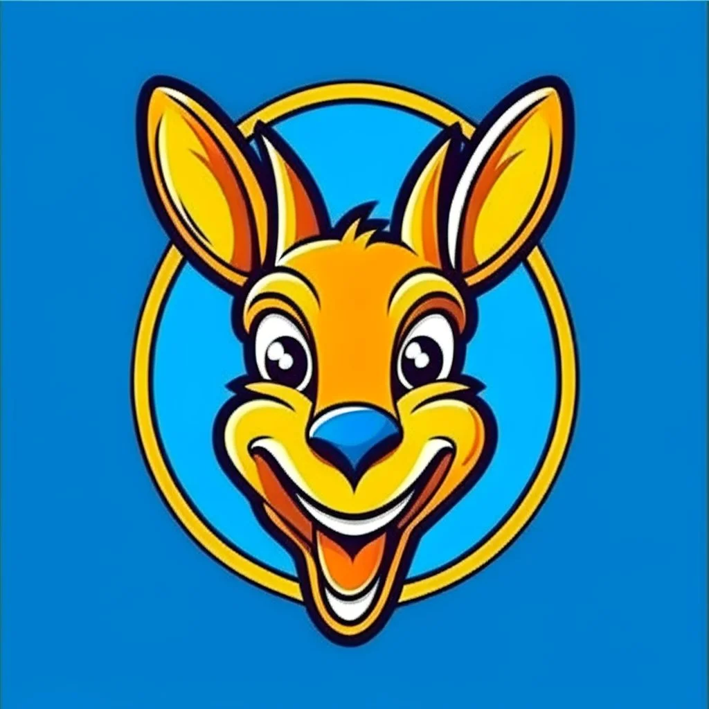 Kangaroo Mascot Logo in the style of 1997 pop culture.