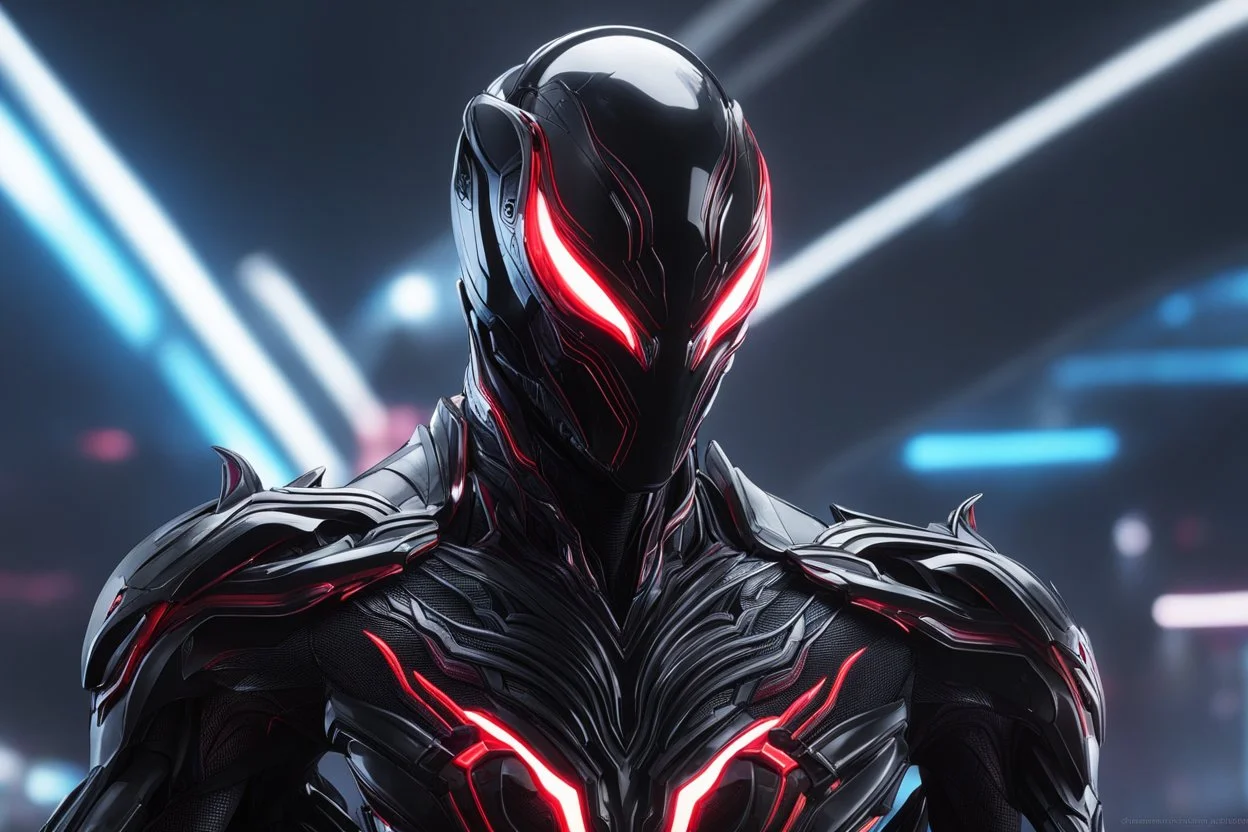 Machine symbiote in 8k solo leveling shadow drawing, jhin model, jhin mask, neon lights, intricate details, highly detailed, high details, detailed portrait, masterpiece,ultra detailed, ultra quality