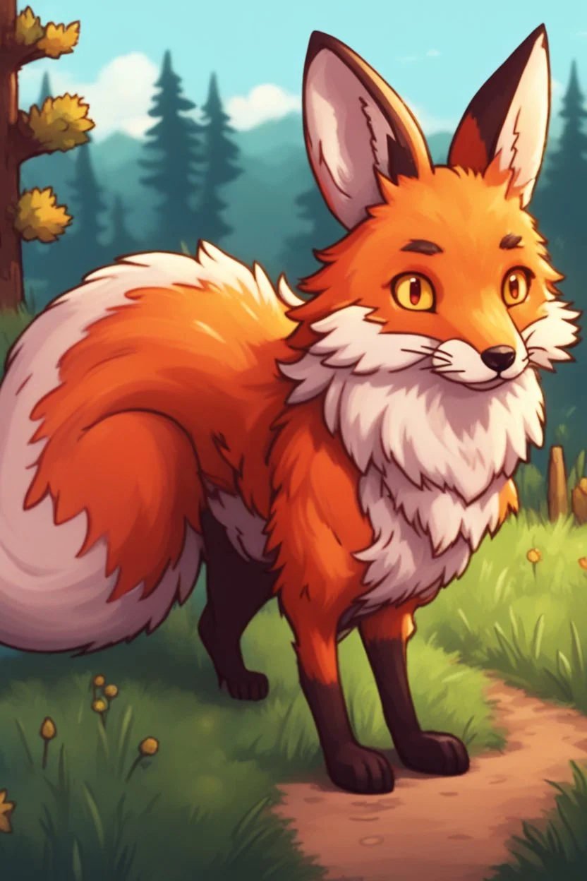 a hybrid of a fox and a rabbit, stardew valley style