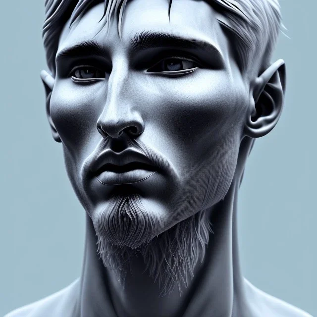 Messi whitemarble man, beautiful, eyes, full of details, hight definition, black backround, 8k