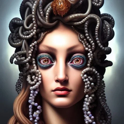 ultra detailed fullbody portrait of Medusa , extremely detailed digital painting, intrincate, extremely detailed face,crystal clear Big eyes, in the style of Caravaggio, mystical colors , perfectly centered image, perfect composition, rim light, beautiful lighting, 8k, stunning scene, raytracing