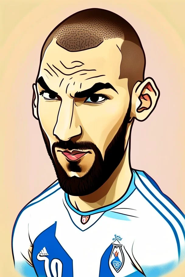 Karim Benzema French football player . cartoon 2d