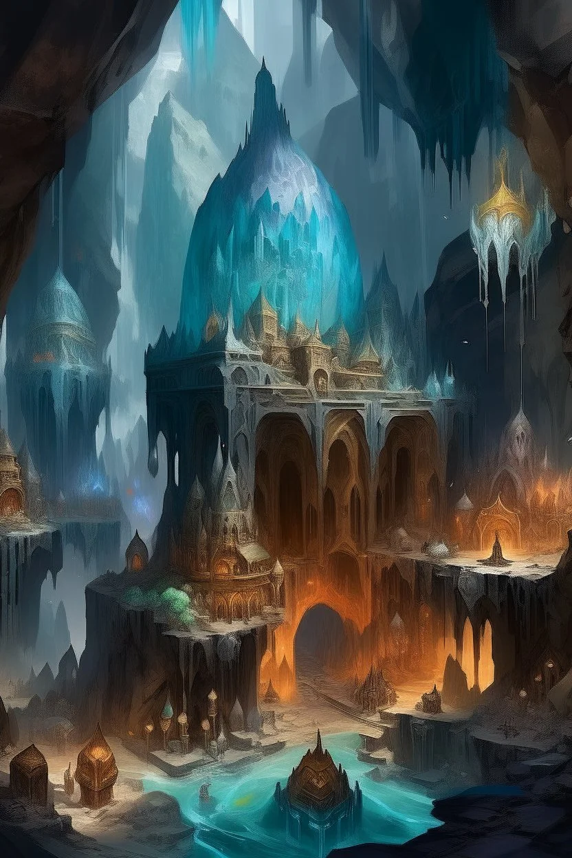 A tan underground crystal empire painted by Cai Jia