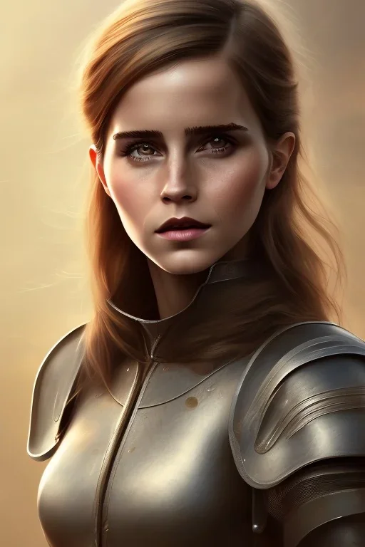 full body, emma watson identify face, leather armour , big busty , pintura, ,details,texture,8k quality, florest, Minimalism, Romanticism, Expressionism, Impressionism