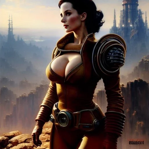 Drawing of beautiful face,'beautiful,Busty Cait(Fallout4)',intense stare, ancient skintight armor, balanciaga fashion clothe painting by gaston bussiere, greg rutkowski, yoji shinkawa, yoshitaka amano, tsutomu nihei, donato giancola, tim hildebrandt, Oil on canvas, cinematic composition, extreme detail,fit full head inside picture,16k