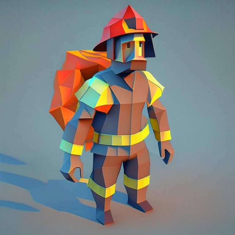 low poly firefighter