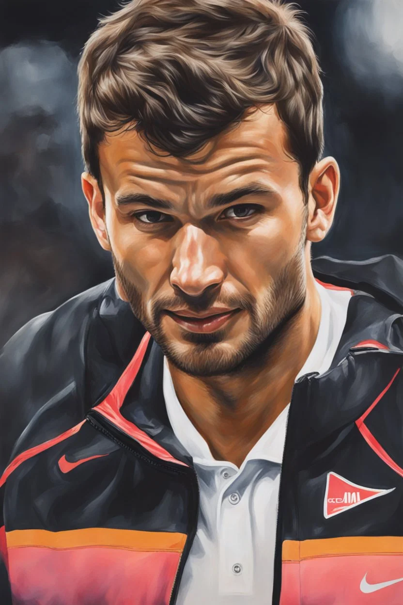 A hyper-realistic, A vibrant illustration of Grigor Dimitrov