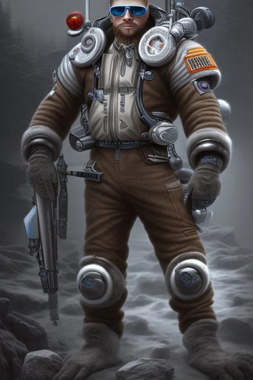 diver like a iceman,with the gun,hi quality detail,hi quality textures,cinematic,realistic,aggressive,cosmic