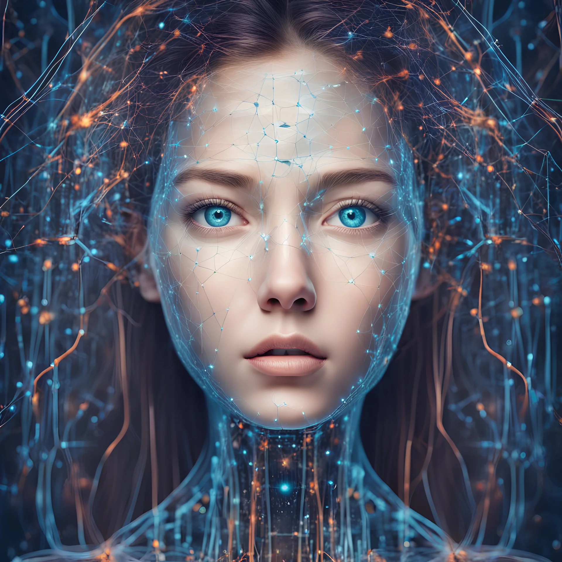 artificial intelligence neural network in the image of a girl