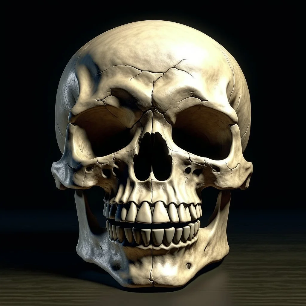 The anatomically correct skull of a smiley face, perfectly round, smooth,