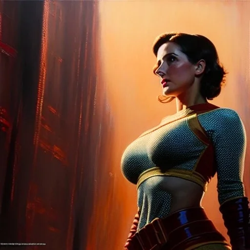 Drawing of beautiful face,'beautiful,Busty fit 'Piper Wright - Fallout 4 ',intense stare, ancient skintight armor, balanciaga fashion clothe painting by gaston bussiere, greg rutkowski, yoji shinkawa, yoshitaka amano, tsutomu nihei, donato giancola, tim hildebrandt Oil on canvas, cinematic composition, extreme detail,fit full head inside picture,16k
