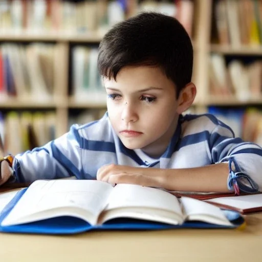 Portrait of a beautiful boy studying in a school