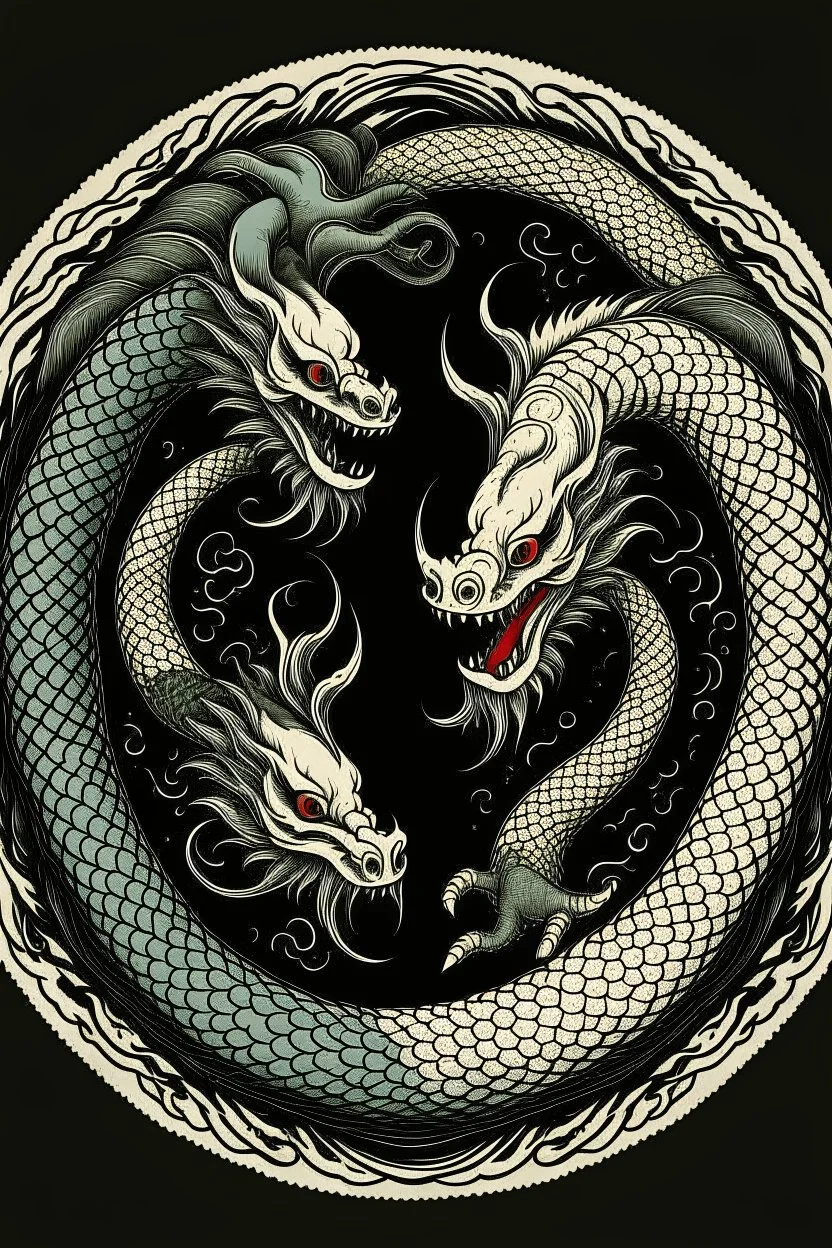 Two dragons created yin yang symbol