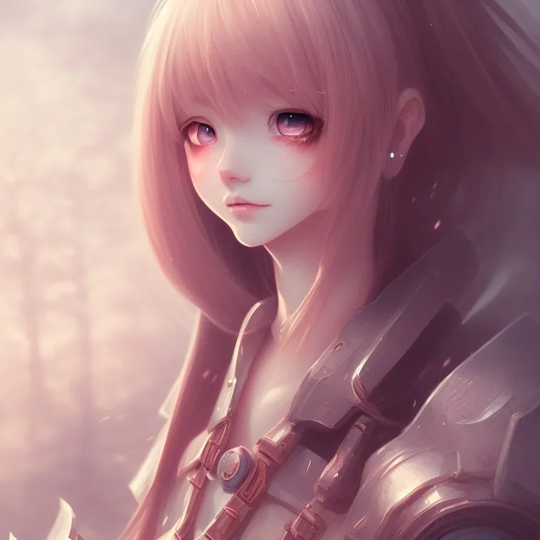 Anime girl cute neck head portrait, warrior costume, village, meditation, 8k quality