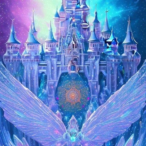 cristal angelic castle crystalline, blue,pink , cosmic, opalescent, gemstones, crystals, other worldly,water,bright, ice background, snow lake blue