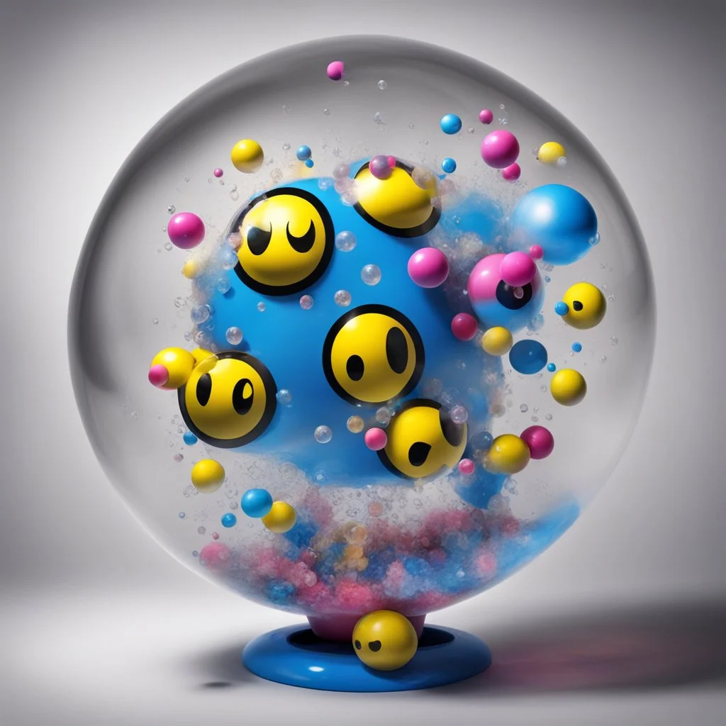 pac-man as a bubble art object in the style of jeff koons