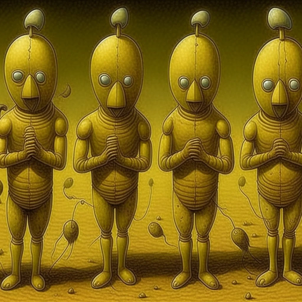 Style by Pawel Kuczynski and Squeak Carnwath and Zdzislaw Beksinski, dramatic '70s nightmare ultra sinister underground cartoon, shy anthropomorphic peanut men carrying crosses,