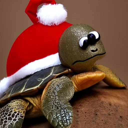 turtle and santa hat