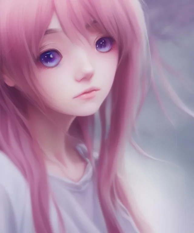 the most beautiful cute anime girl portrait with highly detailed eyes, professional 3d visualisation in pastel colours, by wlop, intricate linework, trending on artstation, unreal engine 5 highly rendered