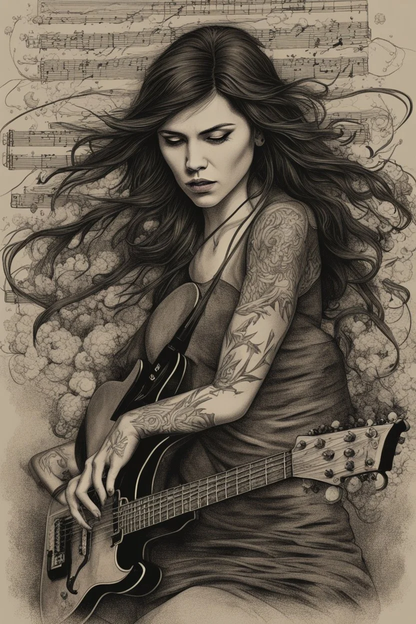 Tattooed arms sliced through a lightning-fast solo, fingers dancing nimbly across frets. Whenever Sabrina screeched a verse, Samantha echoed her anguished cries through her wailing notes. The crowd swayed hypnotically around them. But Samantha remained the blazing nexus at the eye of the storm. Eyes closed, she threw herself into each power chord with primal abandon. When the final crushing riff hit, Samantha unleashed a screaming solo to shake the rafters. Fingers blurred as her small form was