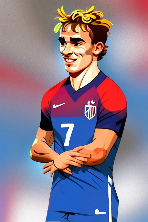 Antoine Griezmann French football player ,cartoon 2d