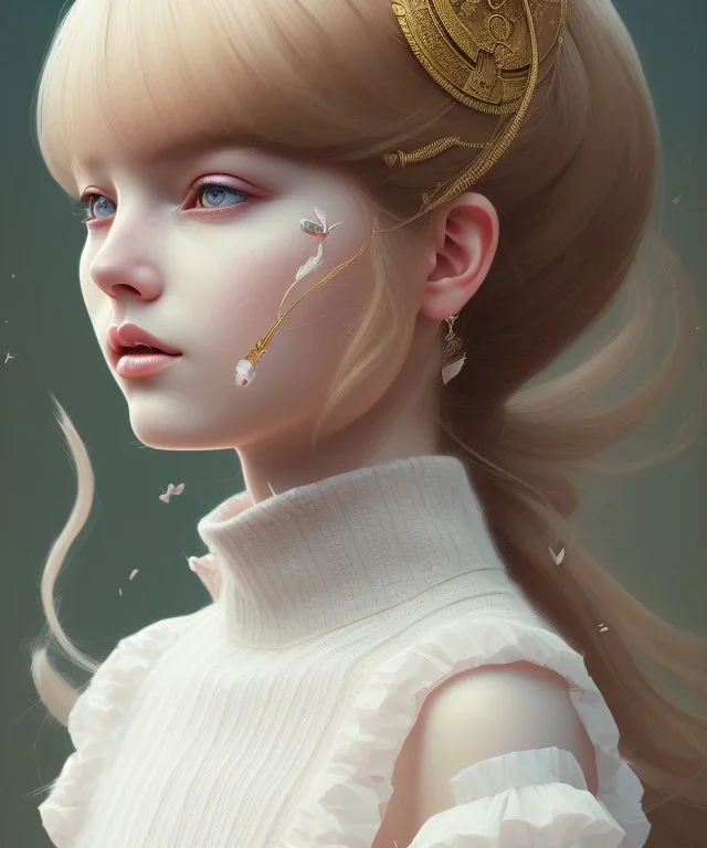 a realistic full face portrait of beautiful young and cute russian lolita girl, adorable, seductive and sexy looking, slight smile, intricate, elegant, highly detailed eyes, digital painting, 8k, artstation, concept art, smooth, sharp focus, illustration, studio quality, art by victo ngai