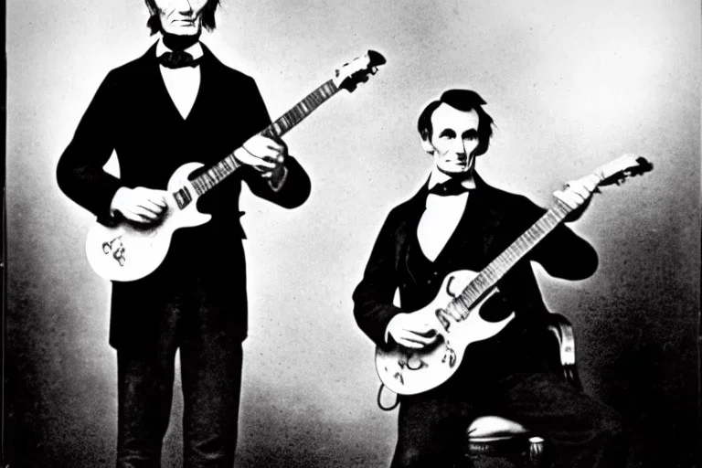 Abraham lincoln playing lead guitar for the kinks