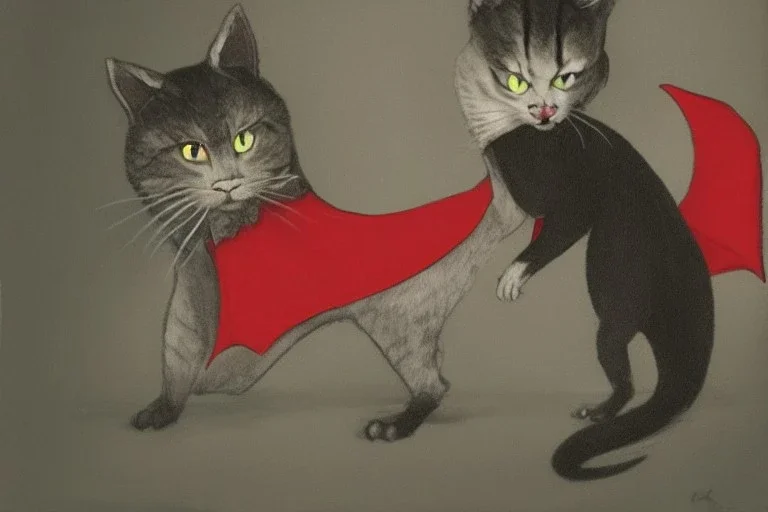 Vampire cat with cape. Isabel Kreitz