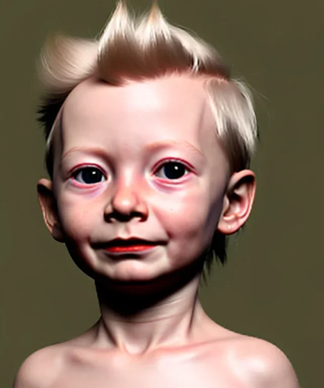 Tilda swinton toddler, full body, shoe, dress, soft skin, dramatic lighting, hyper realistic