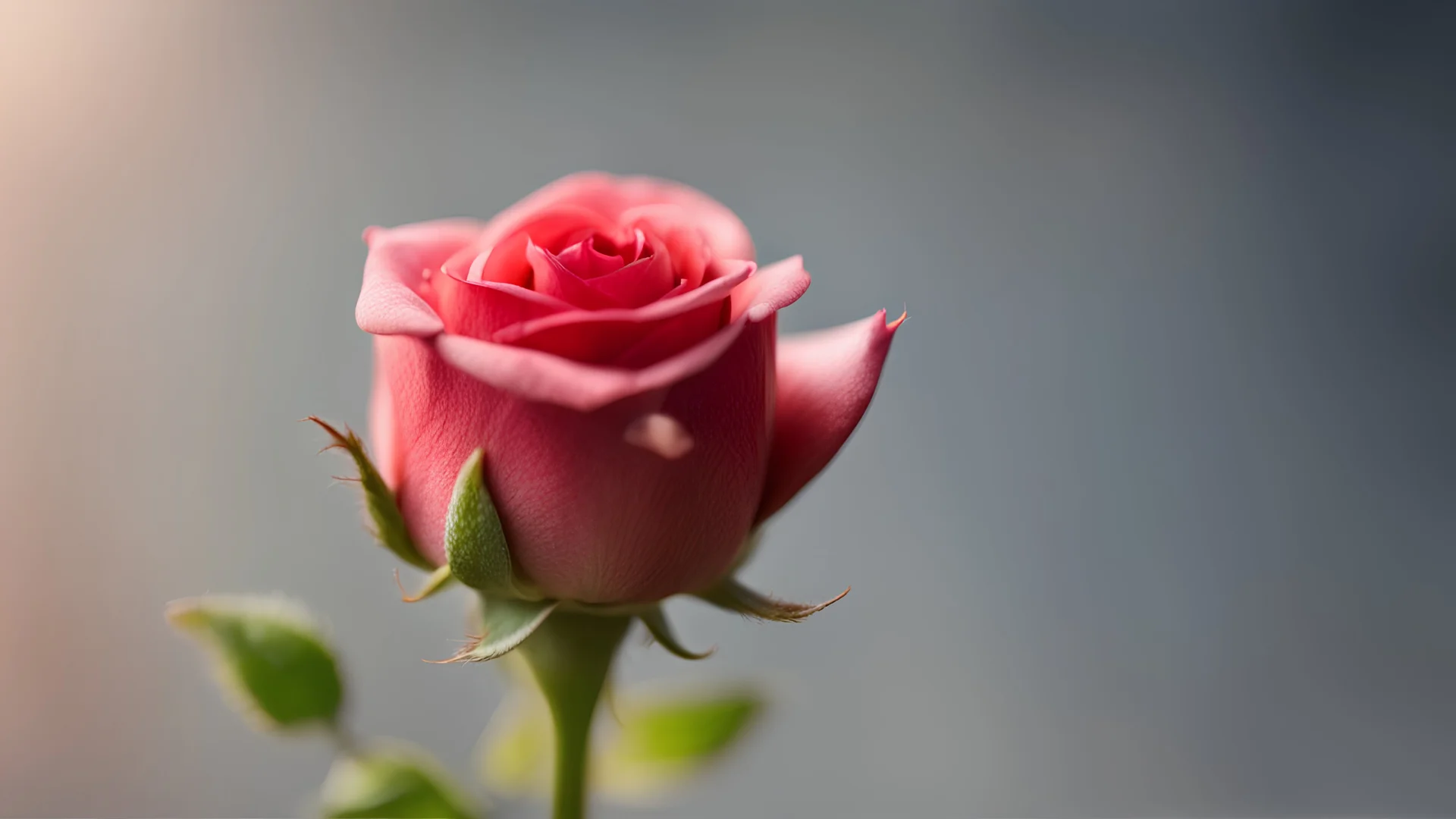 A small rose bud, close-up, side lighting, blurred background, 4K