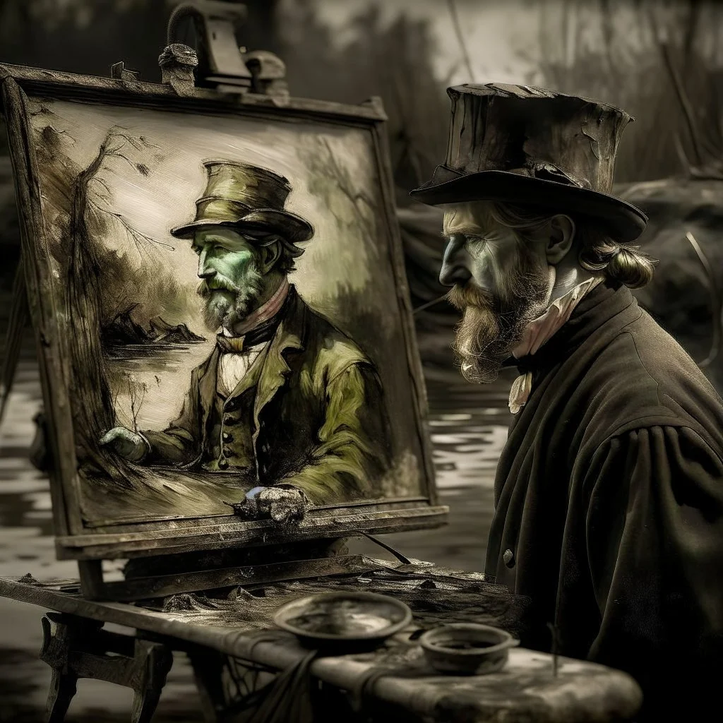 Collodion Process Look:::A historical scene reimagined in an impasto impressionist style, with a focus on capturing the emotions and atmosphere of the time period. Combine impasto with elements of historical realism.