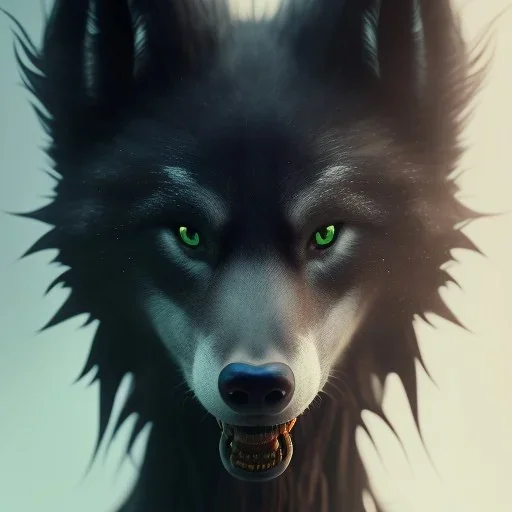 award winning portrait of a male anthropomorphic black wolf long vblack hair. character design by cory loftis, fenghua zhong, ryohei hase, ismail inceoglu and ruan jia. artstation, unreal engine 5, artistic lighting, highly detailed, photorealistic, fantasy