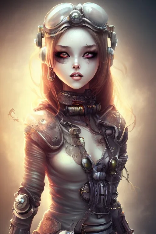 girl Horror cute, junk Android, steampunk,