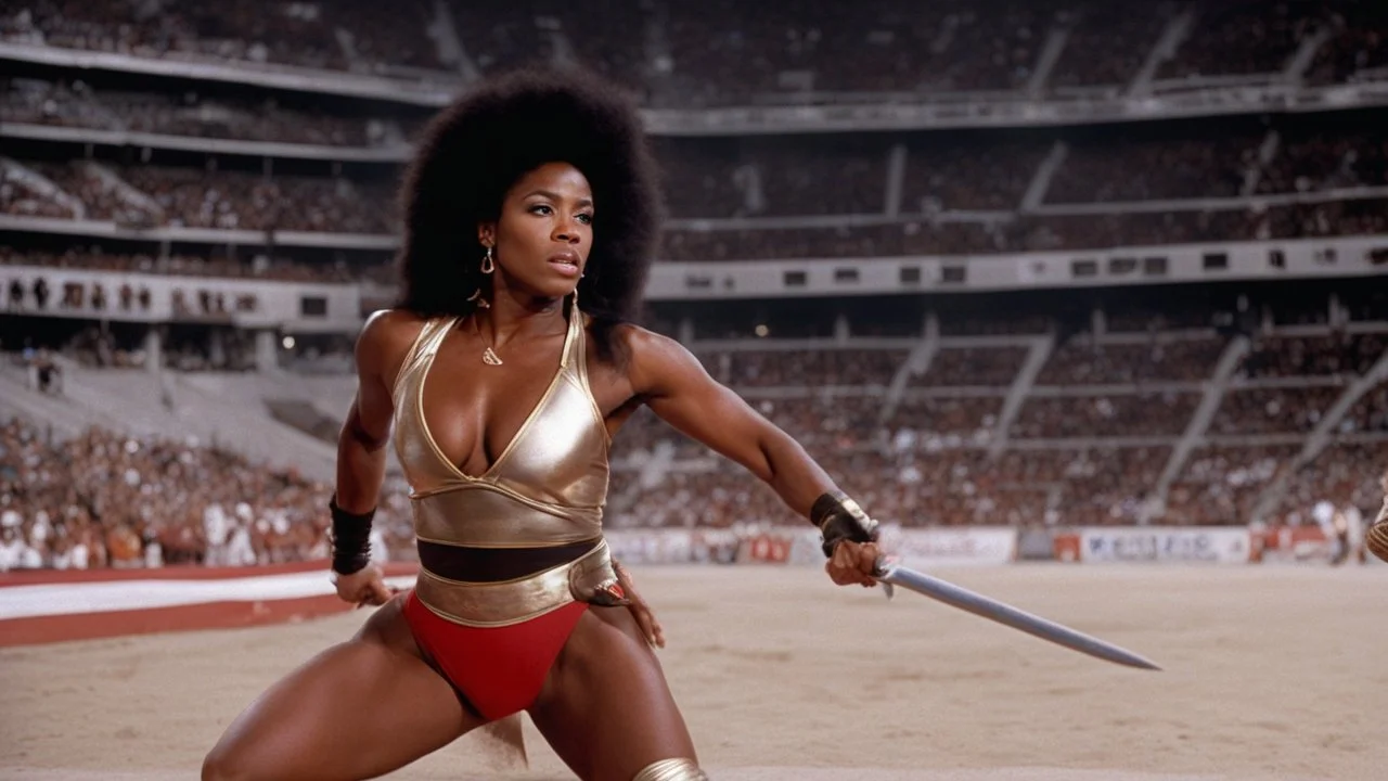 [Legend' (1985): american gladiator] Blaze. Sha-ri Pendleton in the coliseum (Rome AD 80)