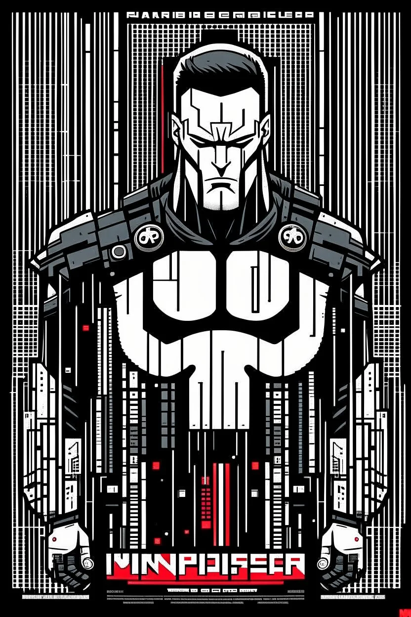 punisher sku;; robot in the style of Hiroshi Nagai