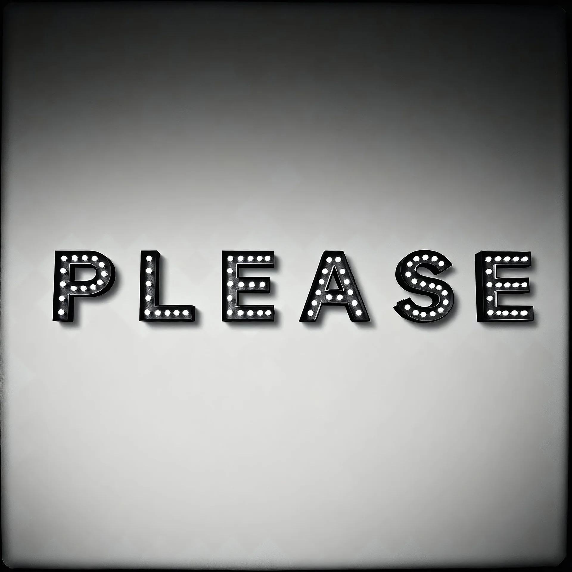 photograph, the word 'PLEASE' in the style of photographer Francis Wolff., duotone