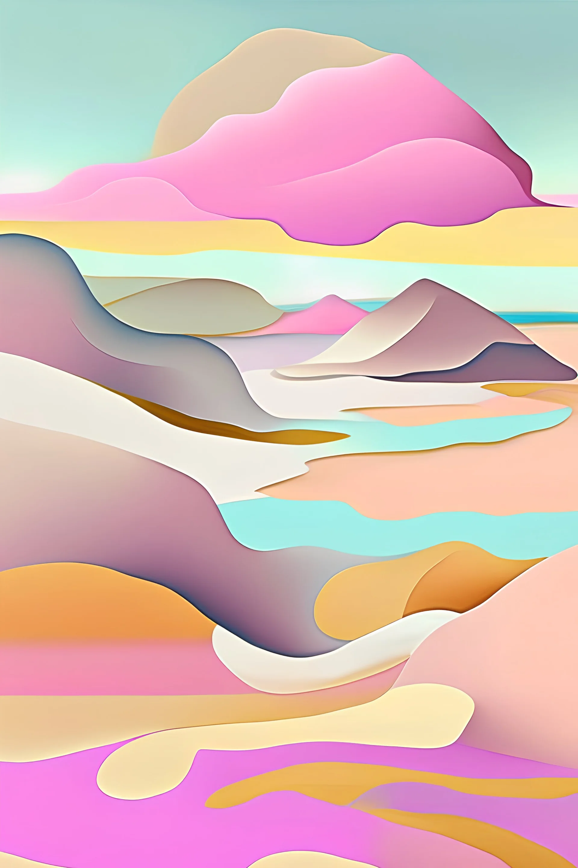 Abstract paysage using only complementary soft colors