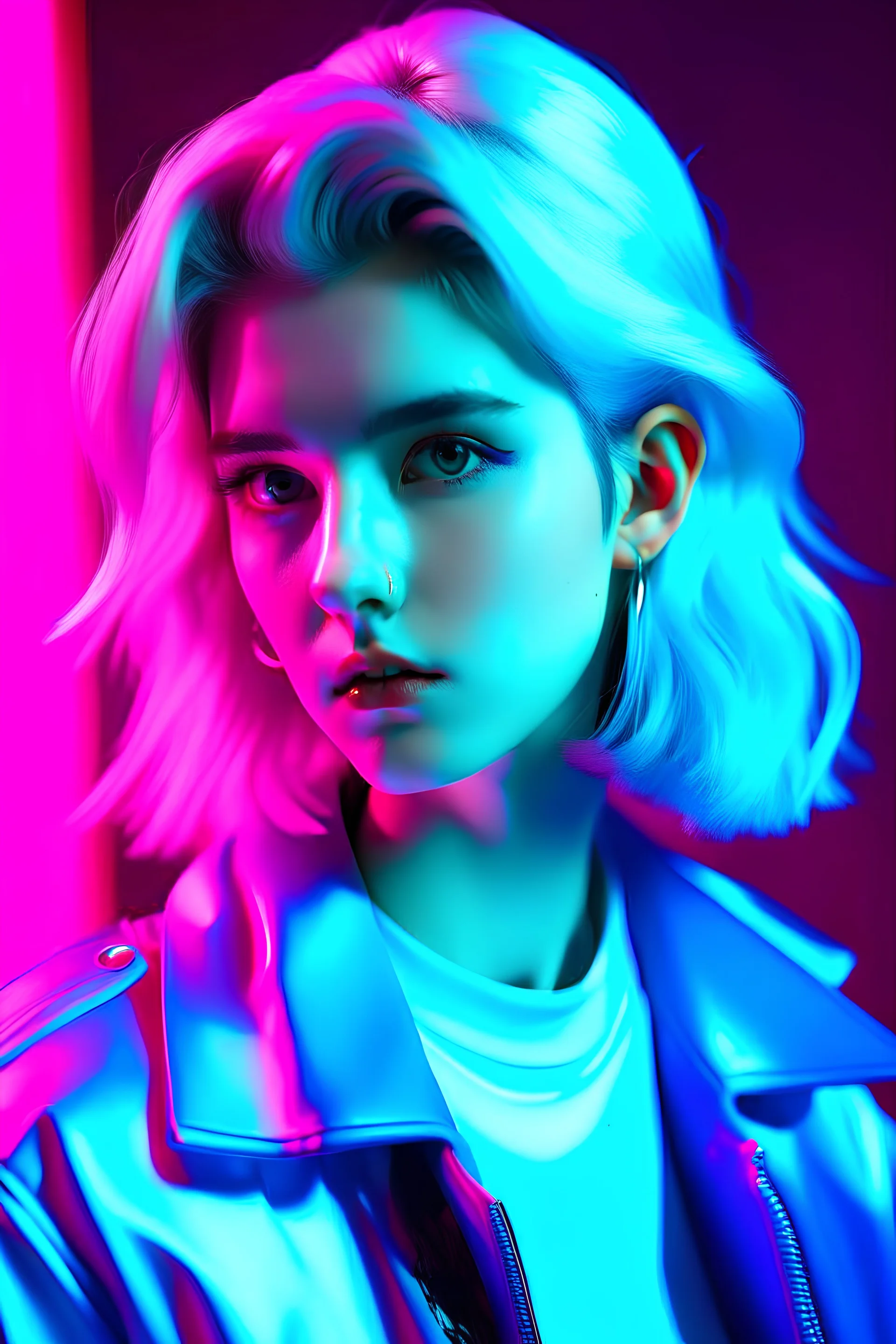 retro style, '80s, teenage girl, androgynus