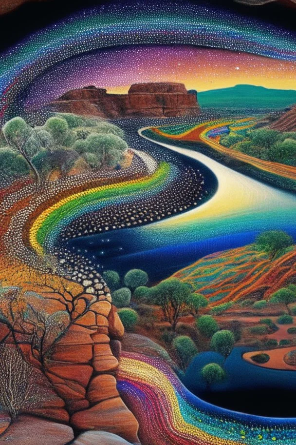 Dreaming Dreamtime Everywhen world-dawn ancestral past ancestral present unfixed in time abiding events serpent rainbow flat earth heavy rainstorms hills gorges creeks rivers kimberley