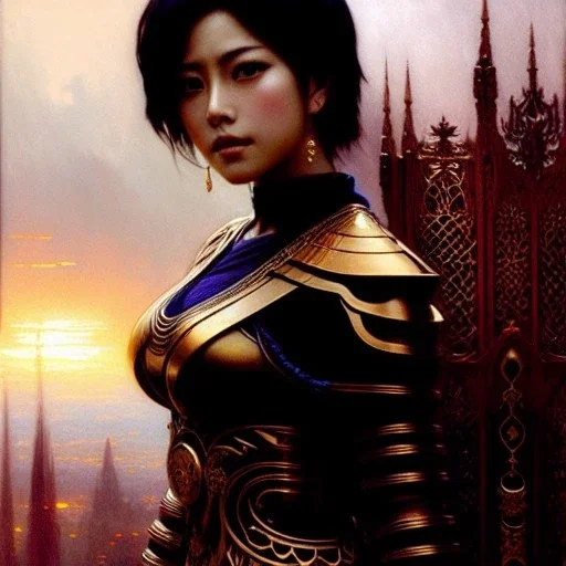 Drawing of beautiful face,busty Mikasa,intense stare,Minimal ancient armor, balanciaga fashion clothe painting by gaston bussiere, greg rutkowski, yoji shinkawa, yoshitaka amano, tsutomu nihei, donato giancola, tim hildebrandt, oil on canvas, cinematic composition, extreme detail,fit full head inside picture,16k