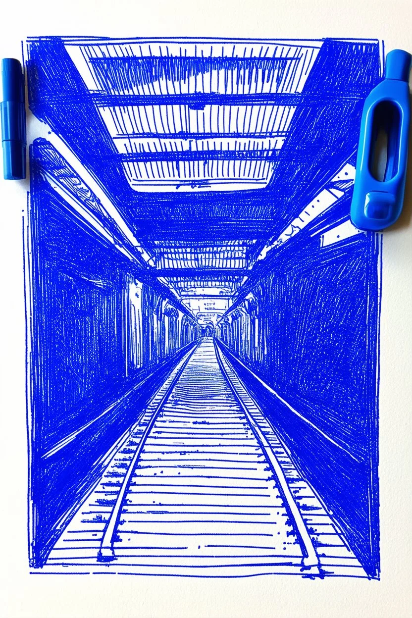 Metro dessiné au stylo Bic bleu