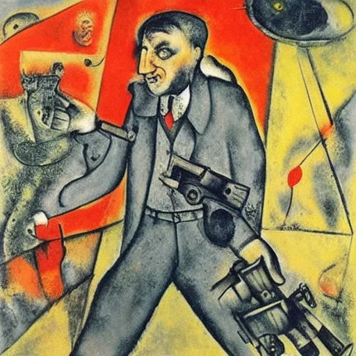 Hitler with guns and ammo by chagall