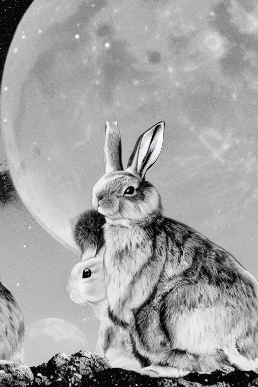 Two rabbits that live on the moon