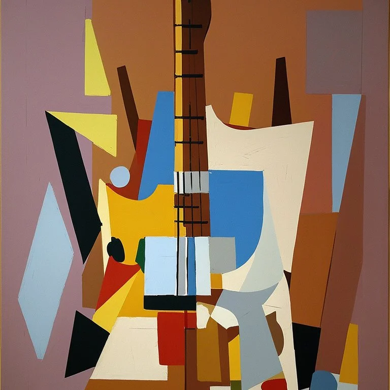 picasso abstract blocks more cubism brown guitar