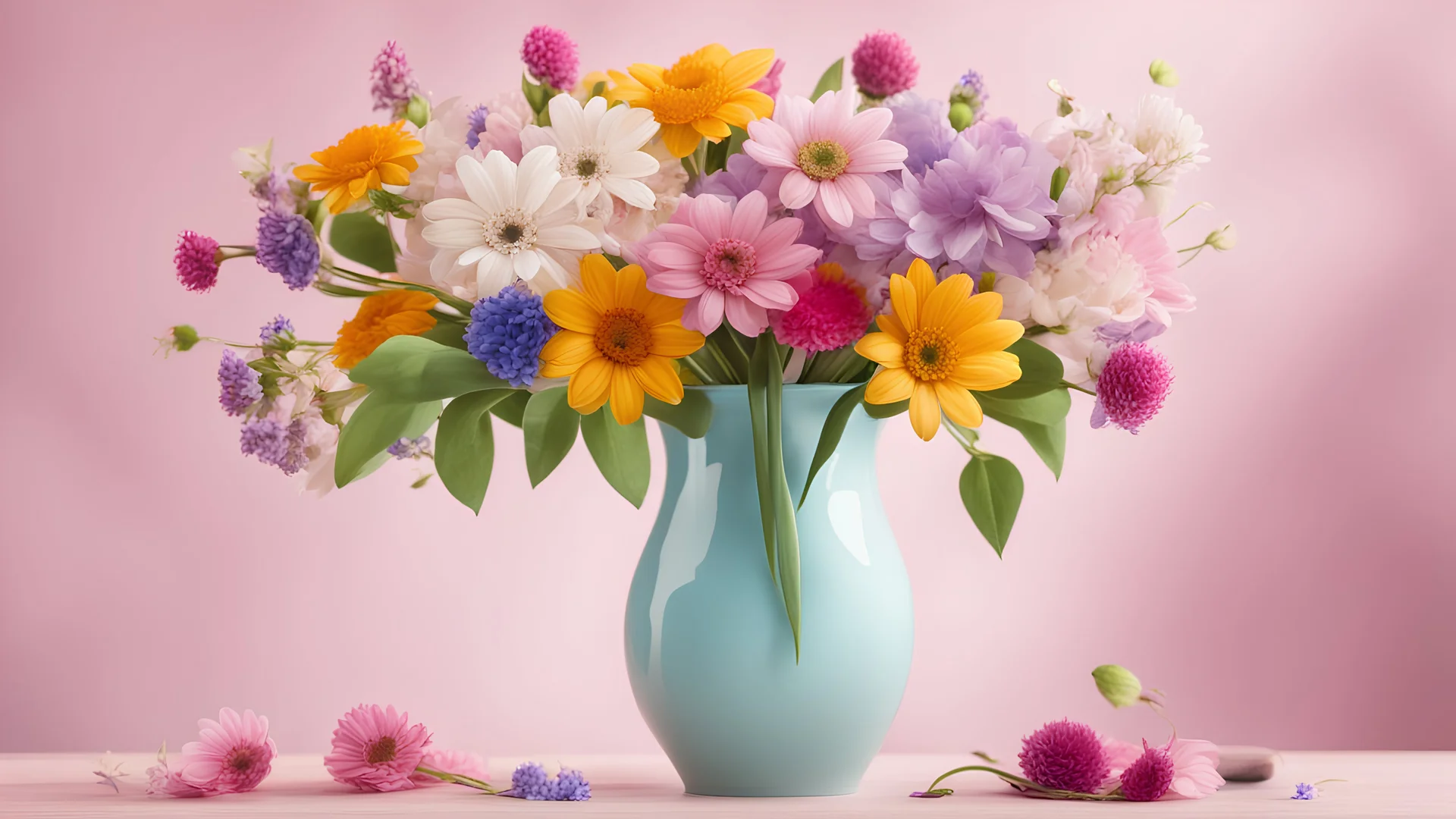 Mothers Day card with flowers in the vase